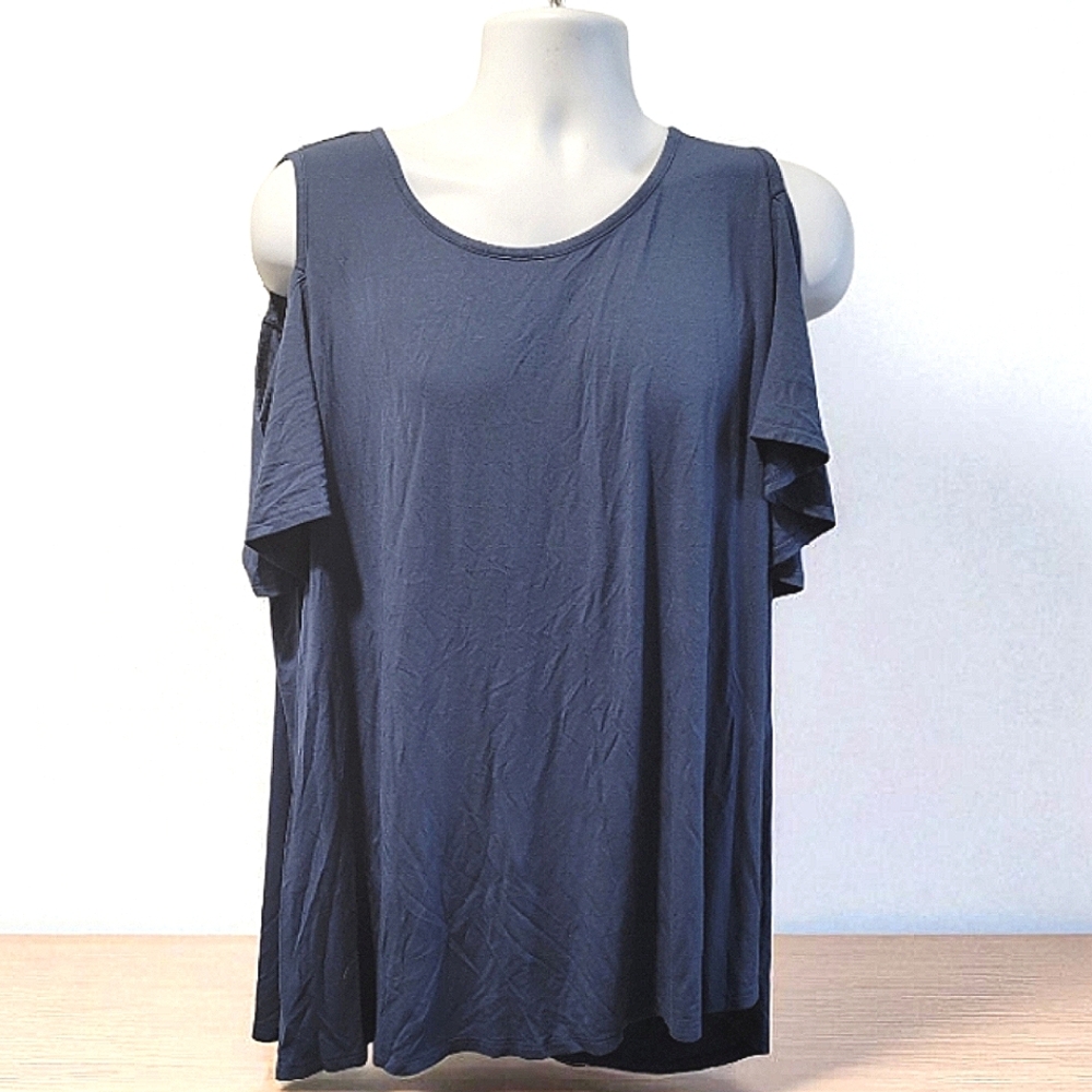🌸Lane Bryant Shirt Womens 22/24 Blue Tshirt Swing Tee Boho Stretch Plus Siz